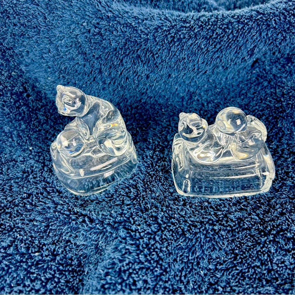2 - Avon VTG '90s' "over 24% Lead Crystal" Feline Crystal Figurine